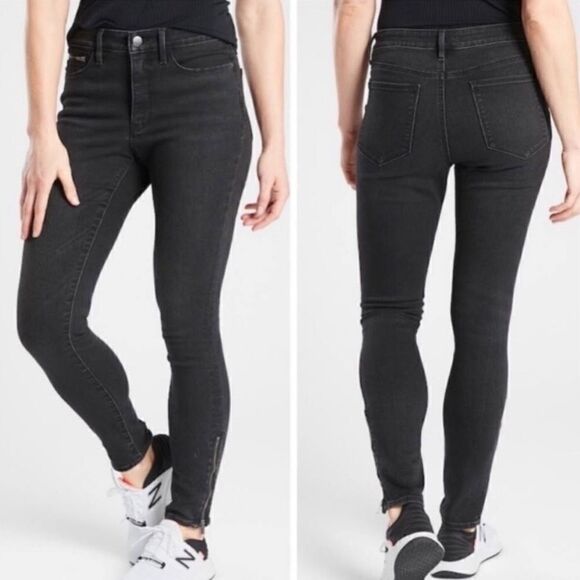 Athleta Sculptek Ultra Skinny Zip Ankle Jean Carbon Wash Black - Picture 1 of 13